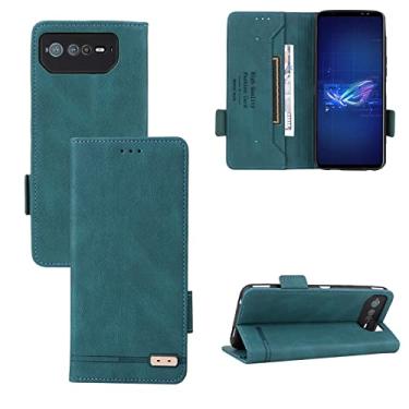 Imagem de Capa flip para Asus ROG Phone 6 Case, capa carteira Folio Kickstand slot para cartão, capa protetora de couro PU capa de proteção de fechamento magnético capa traseira do telefone (cor: verde)
