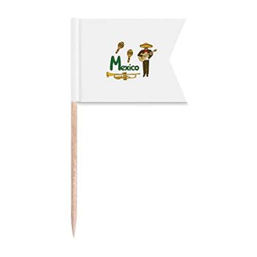 Imagem de Canção mexicana de instrumento musical mexicano para palito de dente marcando rotulagem para bolo de festa prato de queijo