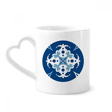 Imagem de Blue Talavera Caneca de ilustração de flores decorativas café cerâmica copo de coração de vidro