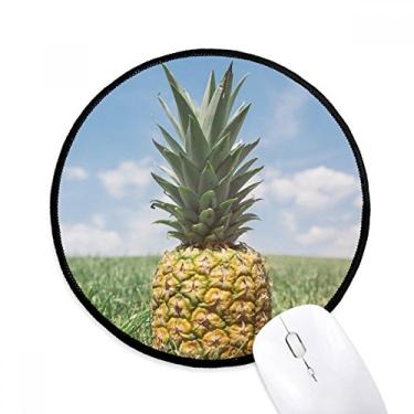 Imagem de DIYthinker Mouse pad com imagem de abacaxi de frutas tropicais frescas desktop tapete redondo para computador