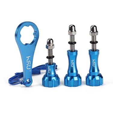 Imagem de Suporte de metal de liga de alumínio GoPro Tripé/monopé com parafuso de alumínio para GoPro Session, Hero 7, 6, 5, 4, 3+, 3, 2, 1 HD, Thumbscrew Set + Wrench(Blue)