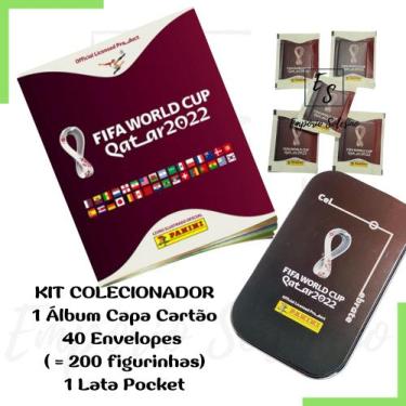 Imagem de Kit Com Lata Estojo Pocket, Álbum Capa Cartão E 200 Figurinhas Da Copa