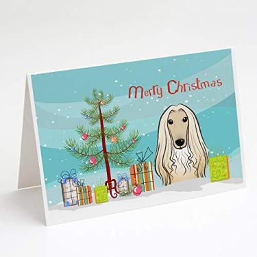 Imagem de Caroline's Treasures BB1616GCA7P Cartões de Natal e Cão Afegão Cartões de felicitações e Envelopes Pacote com 8, 7 x 5, multicolorido