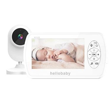 Imagem de H.elloBaby Babá Eletrônica Monitor Tela 4.3 pol Câmera Sem Fio 2.4Ghz Visão Noturna Infravermelha Canções de Ninar Resolução 1080p e 720p Ângulo de Visão 360 e 110 graus Conversação de Voz/No Brasil