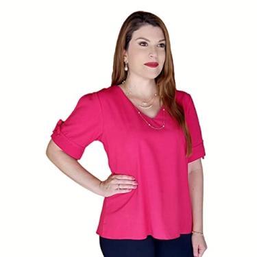 Imagem de Camisa Social Feminina Blusa Detalha na Manga Lacinho Viscolinho