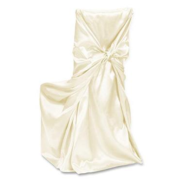 Imagem de LinenTablecloth Capa de cadeira universal de cetim marfim