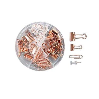 Imagem de Conjunto de clipes de papel para fichário Legou com caixa para materiais de escritório, ouro rosa