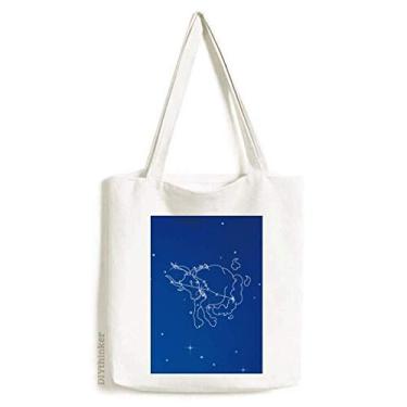 Imagem de Star Universe Taurus padrão constelação sacola de lona bolsa de compras casual bolsa de mão
