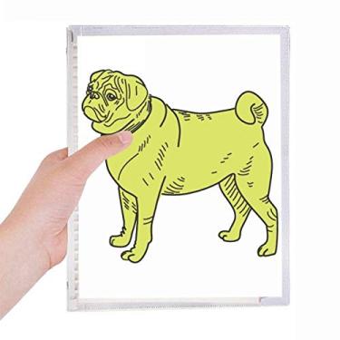 Imagem de Caderno com estampa de ilustração de cachorro de desenho amarelo, folhas soltas, diário recarregável, papelaria