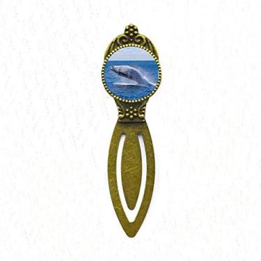 Imagem de Marcador de página retrô com imagem da natureza de peixe jubarte oceano