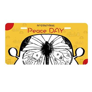Imagem de DIYthinker Placa de licença branca com asas borboletas para decoração de carro, dia da paz