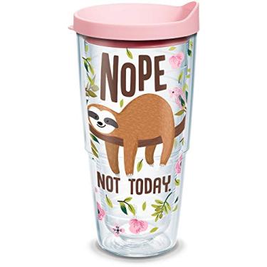 Imagem de Tervis Sloth Nope Not Today Made in USA Copo de viagem com isolamento térmico de parede dupla mantém as bebidas frias e quentes, 680 g, clássico