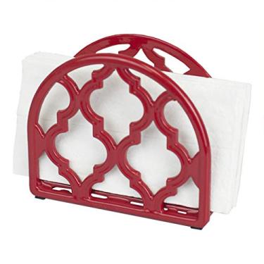 Imagem de Home Basics Porta-guardanapos de ferro fundido da coleção Lattice (vermelho)