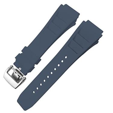 Imagem de DFAMIN Pulseira de borracha 20mm 25mm para Richard Spring Bar Silicone Mille Sport Watch Strap Soft Waterproof Wristband (Cor: Fivela dobrável azul, Tamanho: 20mm)