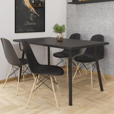 Imagem de Conjunto Mesa de Jantar com 4 Cadeiras Eames Pp Espresso Móveis Preto/Preto/Preto