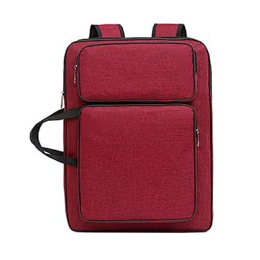 Imagem de Prancheta de desenho de artista Bolsa de portfólio de arte profissional portátil Bolsa de bolsa de ombro para materiais de arte Materiais de pintura, Vermelho