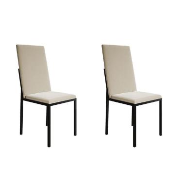 Imagem de Kit 2 Cadeiras De Jantar Estofadas Mônaco Premium Bege - Cor: Preto