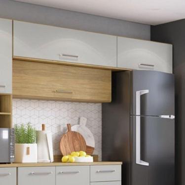 Imagem de Armário Aéreo Modulado 3 Portas Basculante Gaia GraLar LOURO FREIJO/OFF WHITE