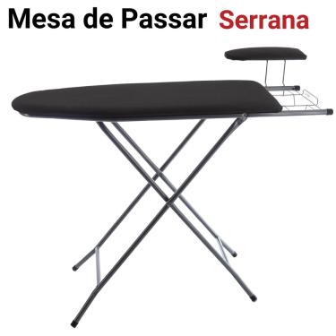 Imagem de Mesa De Passar Roupa Tábua Passadeira Dobrável Com Suporte Para Ferro E Passa Mangas Serrana - Utilaço