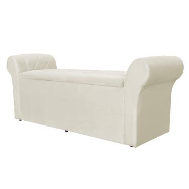 Imagem de Calçadeira Báu Cancun 140cm Suede Marfim - Vallisa Decor
