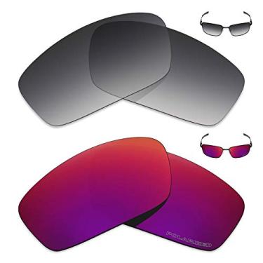 Imagem de Mryok+ 2 pares de lentes polarizadas de substituição para óculos de sol Oakley Splinter – Cinza dégradé tingido/Midnight Sun