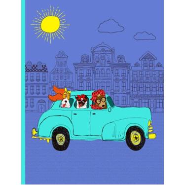 Imagem de Sunday Drive - Wide Ruled Notebook: Summer Days Lined Notebook with Happy Dogs Driving