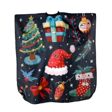 Imagem de shamjina Capa de corte de cabelo infantil com estampa de natal, avental macio, leve e ajustável, reutilizável, pano de barbeiro para corte de cabelo infantil