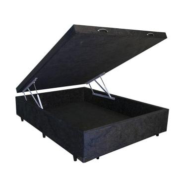 Imagem de Base Cama Box Baú Blindado Casal Suede Preto 43x138x188
