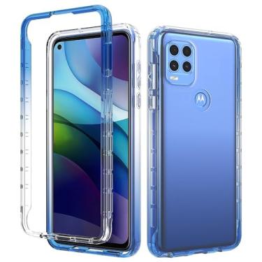 Imagem de capa Moblie, Case Compatible with Motorola G Stylus 5G 2021,Ultra Slim Shockproof Protective Phone Case,Anti-Scratch Translucent Back Cover,TPU and Hard PC Phone Case for G Stylus 5G 2021 (Size : Blu