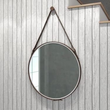 Imagem de Espelho Redondo 58cm Alça Decoração Escandinavo Branco - Movelbento