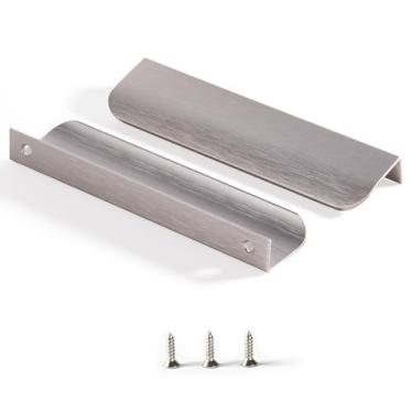 Imagem de Satanga Puxador de dedo Edge para armários Puxadores de gaveta de cozinha de alumínio escondido montagem traseira maçaneta para casa pacote com 5 modernos níquel escovado 20 cm comprimento total