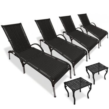 Imagem de Kit 4 Cadeiras/Espreguiçadeiras Julia + 2  Mesa P/ Piscina