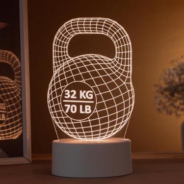 Imagem de Luminária led 3d, abajur de mesa, peso de academia ketllebell 3D