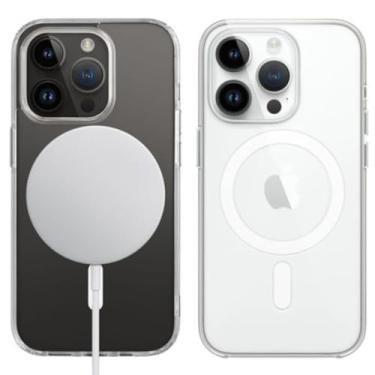 Imagem de Capa Capinha Transparente Anti Impacto Magnética, Clear Case Indução Para iPhone 15 Plus e Iphone 15 Pro Max, Compatível com MegaSafe, Qualidade Premium