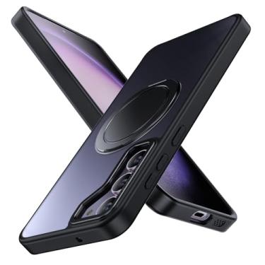 Imagem de YSLBWLE Capa magnética para Samsung Galaxy S23 FE com suporte de anel [compatível com magnético] [proteção militar contra quedas] à prova de choque, fina, transparente, suporte invisível preto