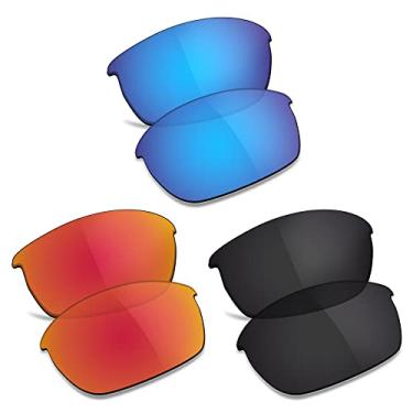 Imagem de TRUSHELL Lentes de reposição polarizadas para óculos de sol Oakley Flak Jacket OO9009 - azul oceano + preto + vermelho fogo