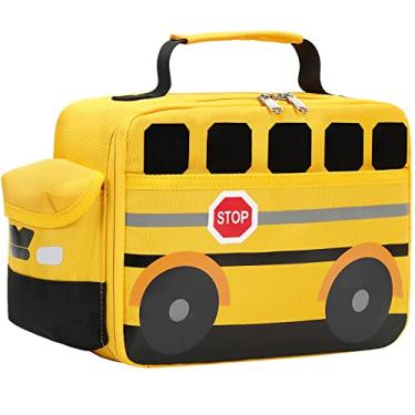 Imagem de BLUBOON Lancheira térmica para crianças e meninos e meninas, lancheiras térmicas reutilizáveis para piquenique (ônibus escolar amarelo)