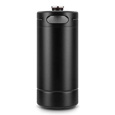 Imagem de Mini Barril Growler de 3,628 g, barril doméstico de aço inoxidável sem arranhões preto fosco revestido para manter fresco para cerveja caseira, artesanato e chope de cerveja
