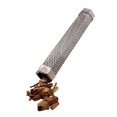 Imagem de Tubo de defumador de pelotas, tubo de madeira para churrasco de 30 cm de aço inoxidável para fumar frio/quente, gerador de fumaça de churrasco portátil funciona com churrasqueira elétrica a gás carvão