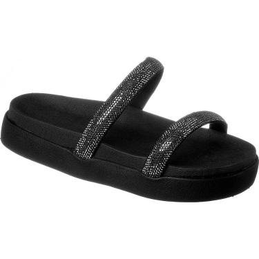 Imagem de Papete Birken Sandália 2 Tiras de Brilho Strass Chinelo Feminino  Moda Tendência Blogueiras.
