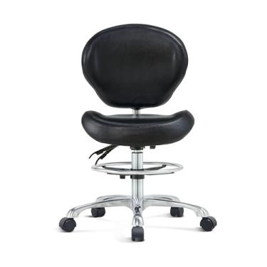 Imagem de HNKastela Cadeira de rodinhas com suporte para as costas – Cadeira de loja ajustável em altura com rodas para escritório em casa, estúdio (preto)