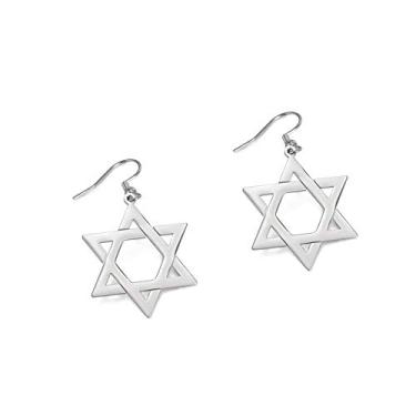Imagem de LIKGREAT Brincos de estrela de Davi com pingente de gota para mulheres, joias israelitas, brincos judaicos, presente de Hanukkah, brincos de seis pontas de estrela de aço inoxidável para meninas, Metal