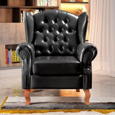 Imagem de Poltrona Chesterfield Imperador Decoração Retrô Vintage Preto