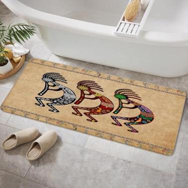 Imagem de JAWO Tapetes de banheiro do sudoeste, tapetes de banheiro kokopelli étnicos tribais do sudoeste da América nativa do sudoeste, arte abstrata, hipster, espuma viscoelástica (43 x 122 cm)