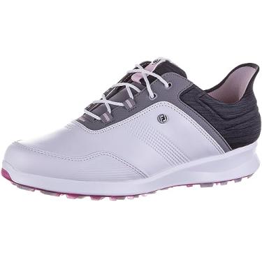 Imagem de FootJoy Sapato de golfe Stratos Feminino, Branco/Preto/Rosa, 7