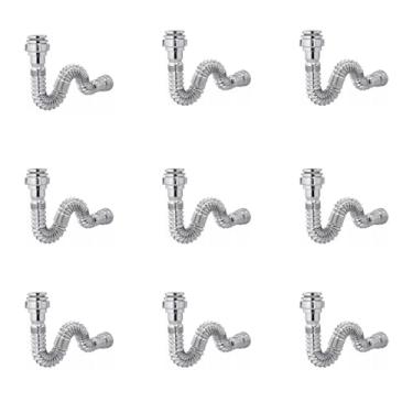 Imagem de Delflex, Kit 9 Sifão Sanfonado Cromado Cozinha Pia Banheiro Tanque