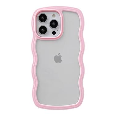 Imagem de Caseative Capa para iPhone 14 Pro Max, linda capa de telefone macia à prova de choque em forma de moldura ondulada (rosa)