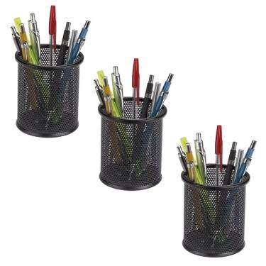 Imagem de Porta Lapis Aramado Kit 3 Unidades Organizador Mesa de Trabalho Caneta Regua Lapis Home Office Escrivaninha Empresa Escritorio Versatil Resistente