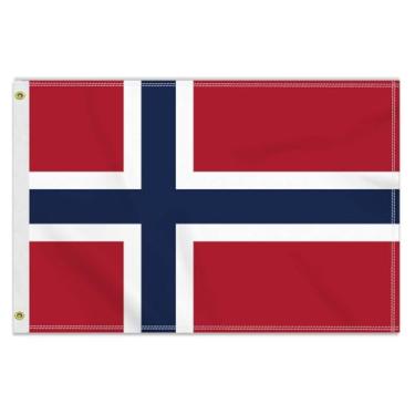 Imagem de MacLand Bandeira da Noruega de 6 × 90 cm, bandeira norueguesa externa média 150 × 90D, impressão dupla face, decoração americana para pátio e jardim com ilhós de latão
