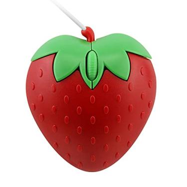 Imagem de Mouse com fio fofo morango pequeno mouse de computador para laptop, bolso pequeno silencioso USB óptico mini mouse com fio 3 botões 1200DPI mouse com fio de viagem para PC, computador, notebook,